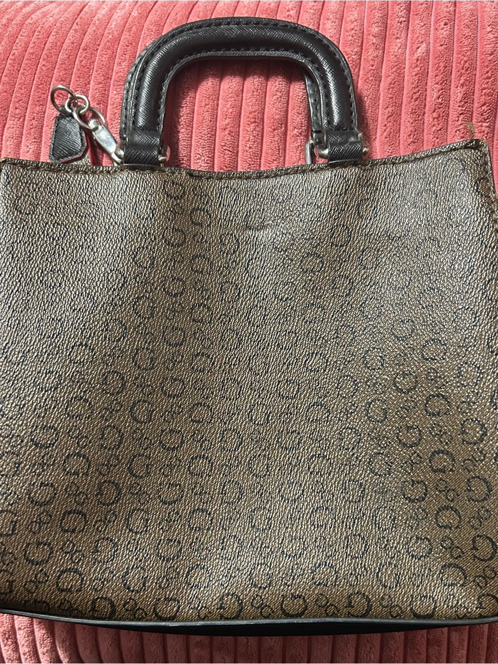Guess Brown and Black Logo Crossbody Bag with Red Accent - Picture 8 of 11